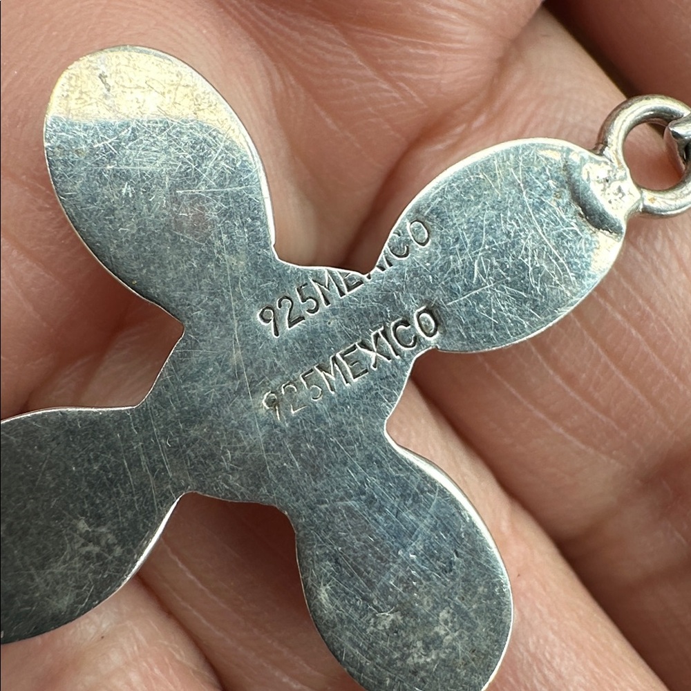 925 Mexico Multistone Cross Pendant - Pink, Blue, Black, Green, Turquoise - Picture 2 of 6